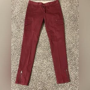 Athleta Pacific Crest Slim Cargo Pants Hiking Casual Burgundy Active